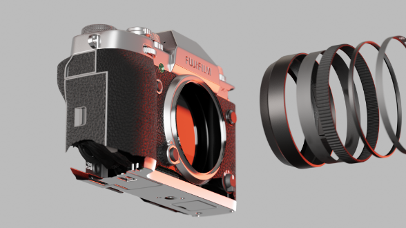 fujifilm camera blender render asembly
