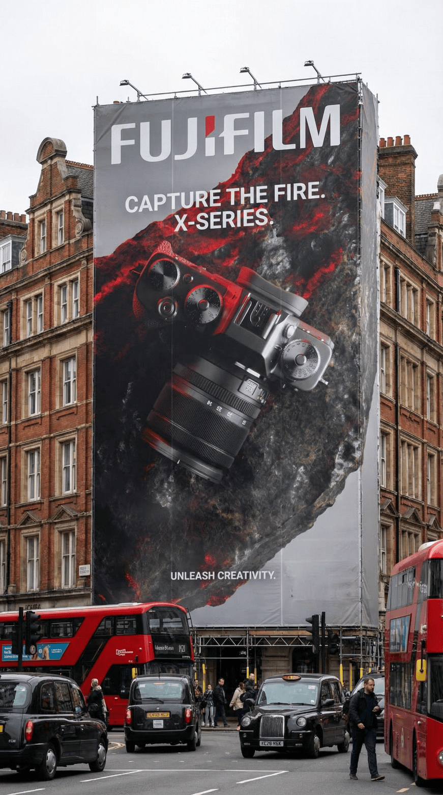 fujifilm xt3 cinematic 3d render marketing DOOH print city