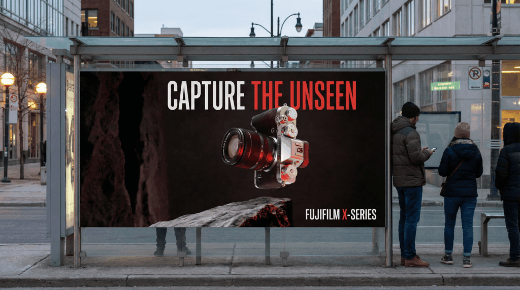 fujifilm xt3 cinematic 3d render marketing DOOH print