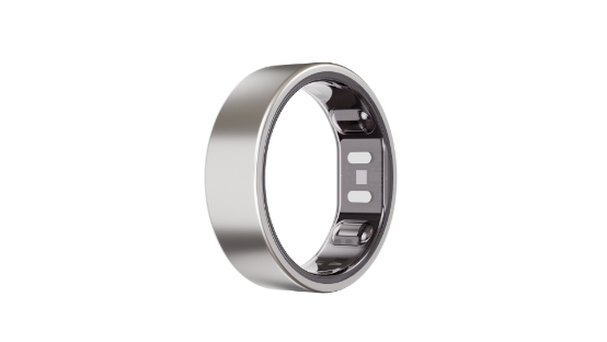 Silver Reebok Smart Ring 3D render isolated transparent background