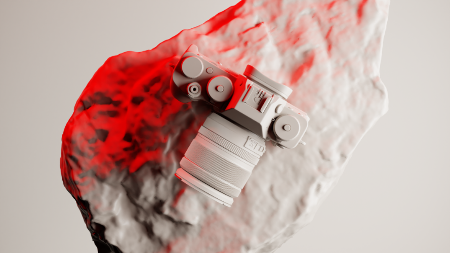 fujifilm xt3 3d product render light clay render