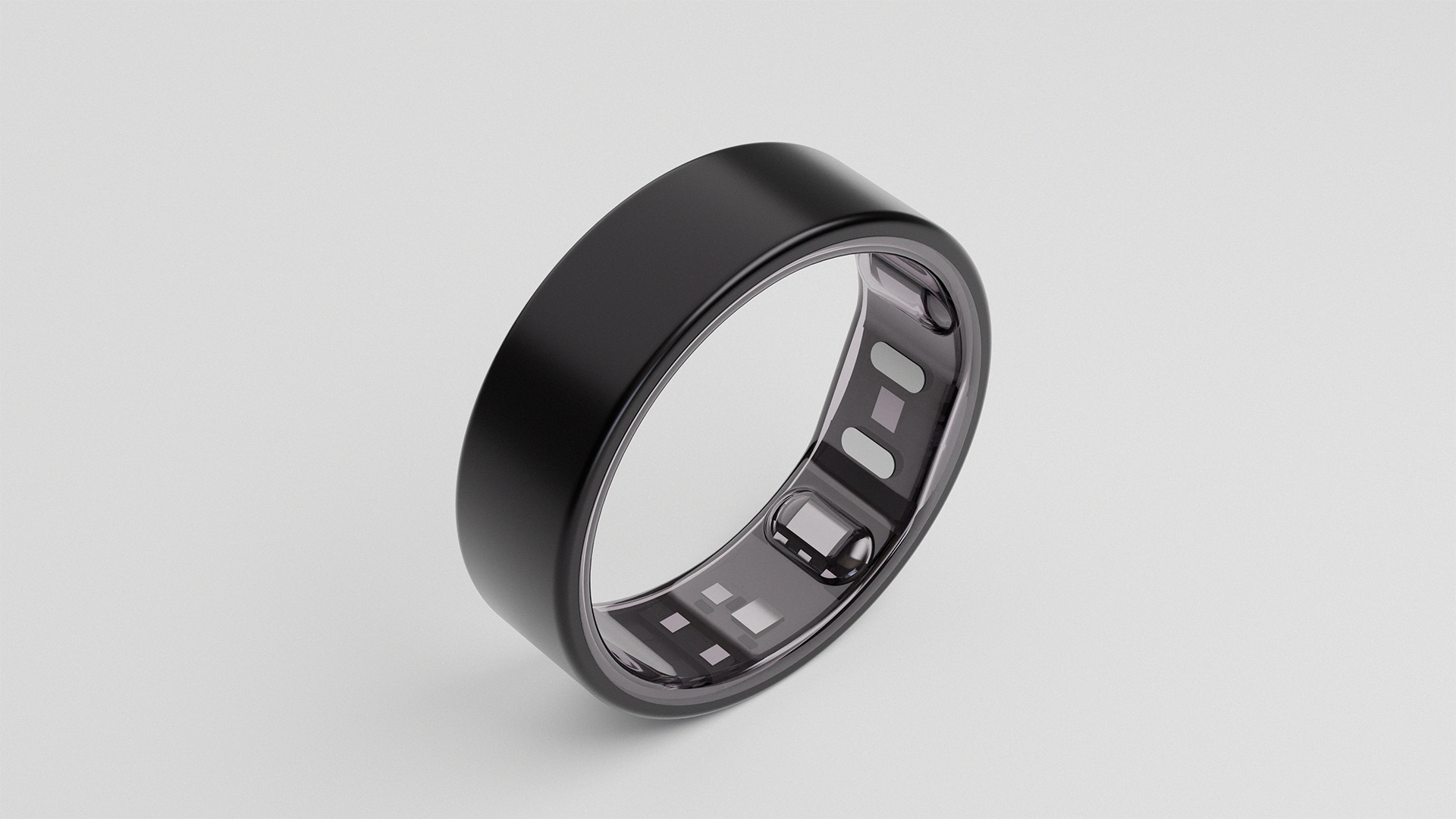 Black Reebok Smart Ring 3D render top side angle