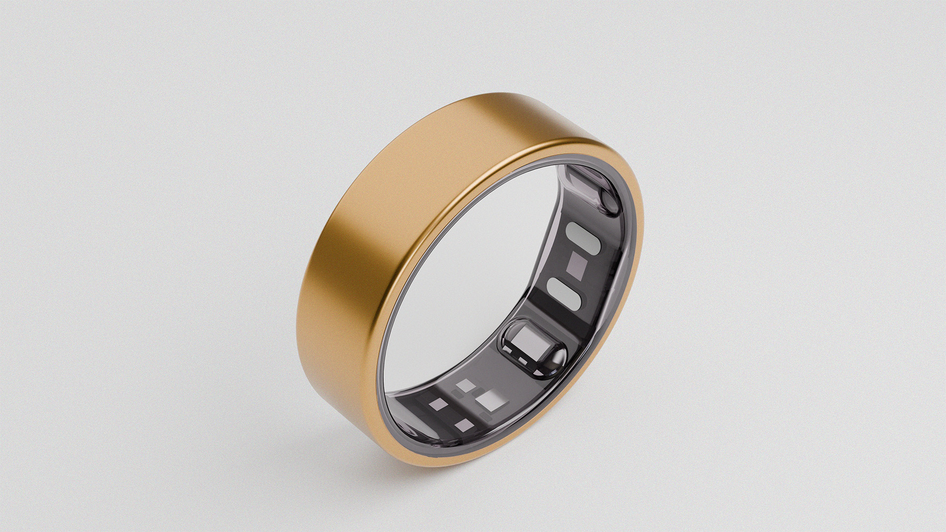 Gold Reebok Smart Ring 3D render angled top view