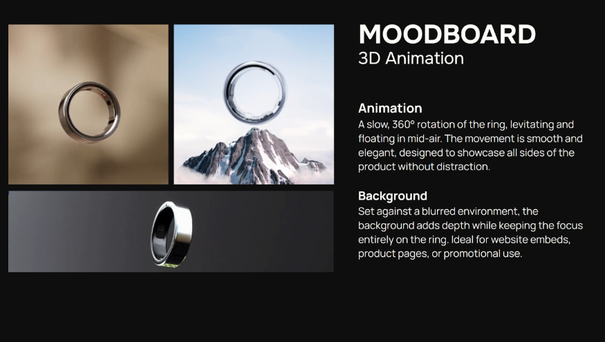 Reebok Smart Ring 3D animation showing rotating wearable fitness ring